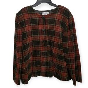 ❄️Dressbarn Vintage Tartan Plaid Collarless Button Front Blazer 1X